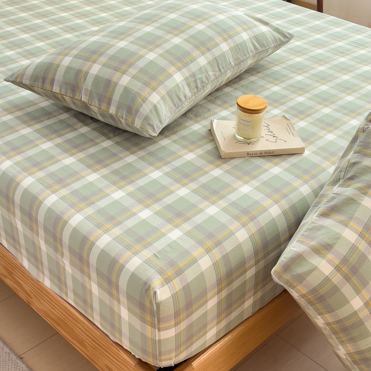 91家纺网 家纺一手货源 找家纺 女子家纺 2026新款A类全棉色织水洗棉四件套单品系列 简兮-绿