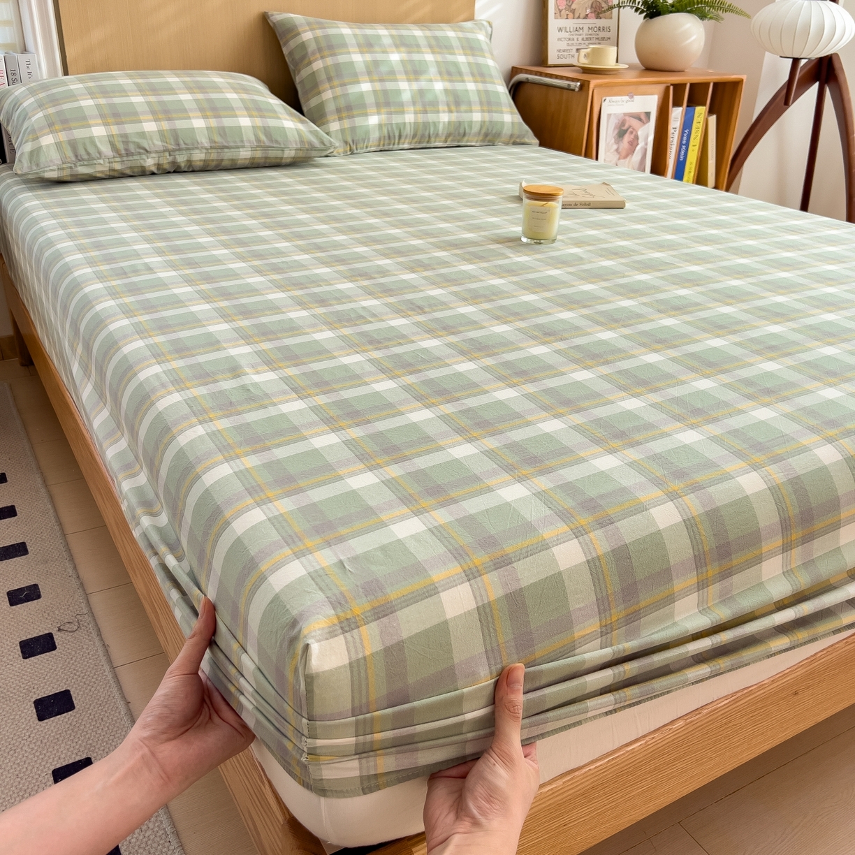 91家纺网 家纺一手货源 找家纺 女子家纺 2026新款A类全棉色织水洗棉四件套单品系列 简兮-绿