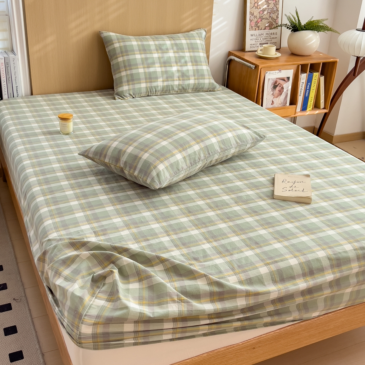 91家纺网 家纺一手货源 找家纺 女子家纺 2026新款A类全棉色织水洗棉四件套单品系列 简兮-绿