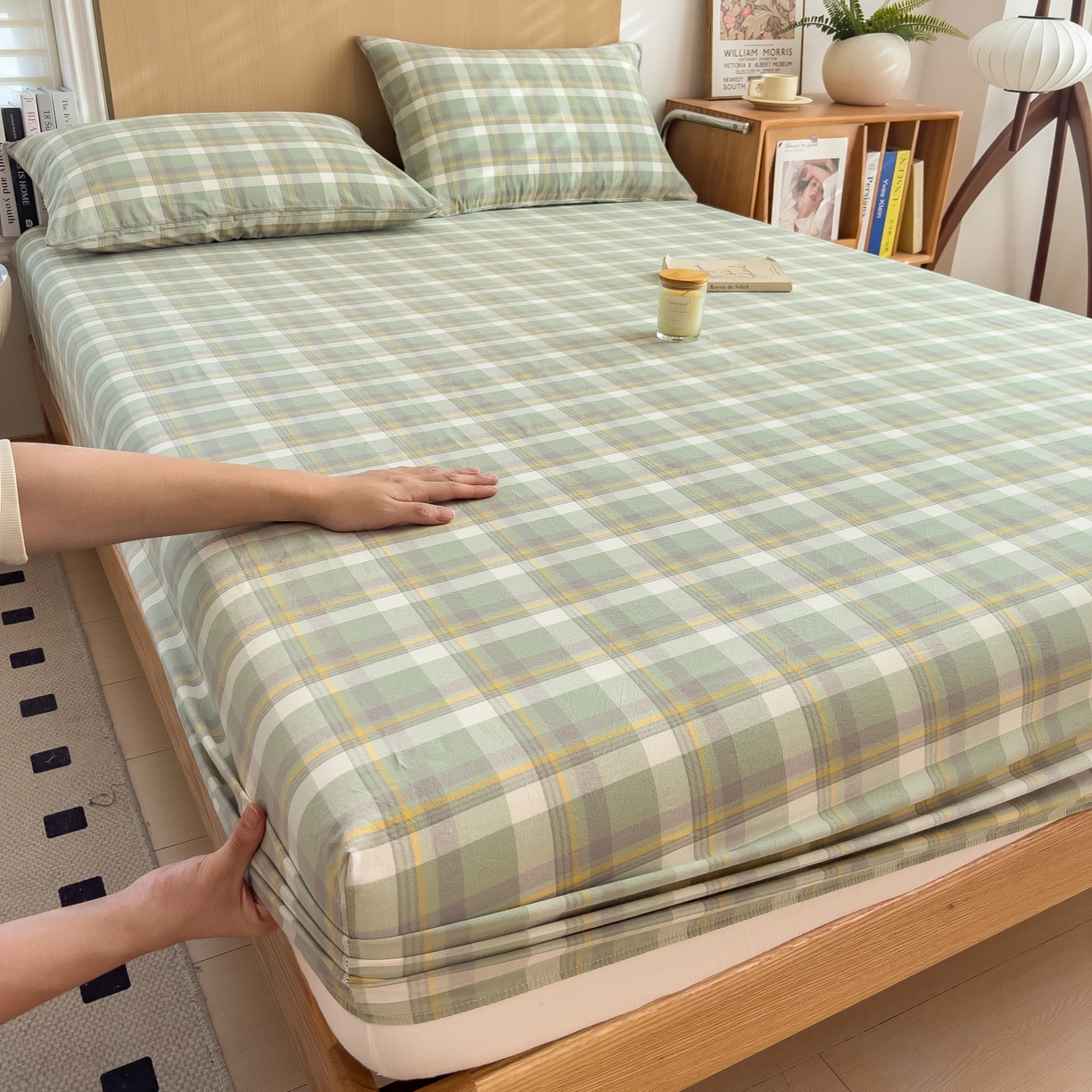 91家纺网 家纺一手货源 找家纺 女子家纺 2026新款A类全棉色织水洗棉四件套单品系列 简兮-绿