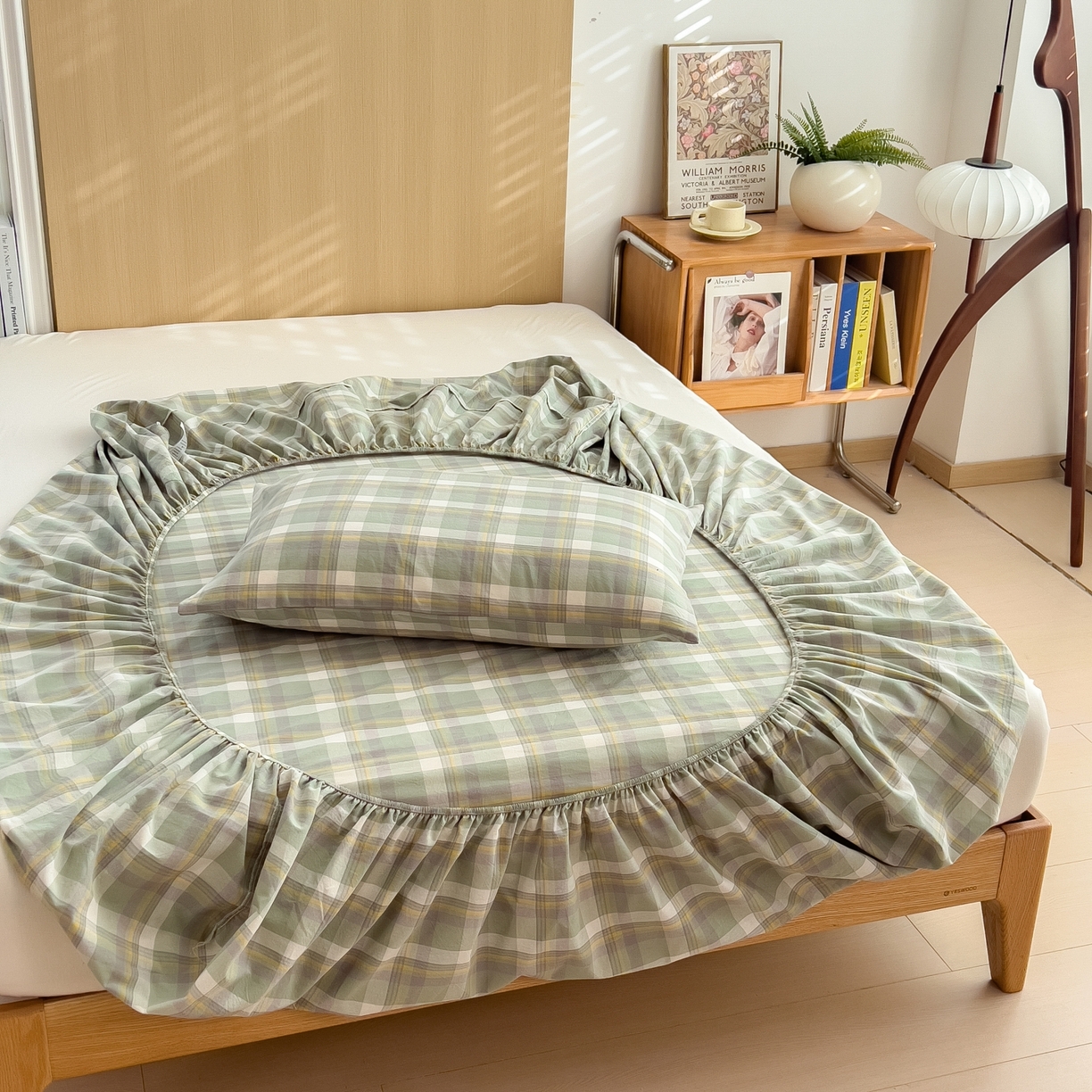 91家纺网 家纺一手货源 找家纺 女子家纺 2026新款A类全棉色织水洗棉四件套单品系列 简兮-绿