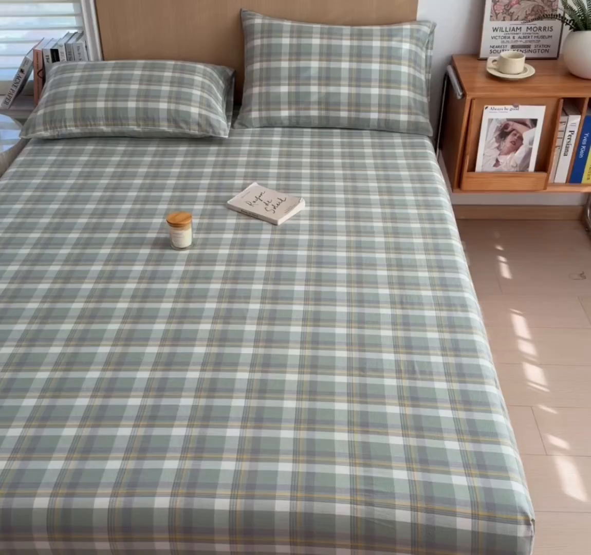 91家纺网 家纺一手货源 找家纺 女子家纺 2026新款A类全棉色织水洗棉四件套单品系列 简兮-绿