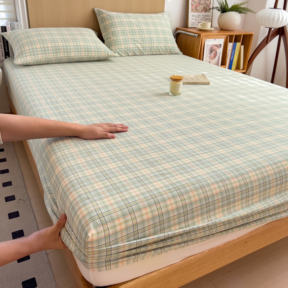 91家纺网 家纺一手货源 找家纺 女子家纺 2026新款A类全棉色织水洗棉四件套单品系列 碧玺-绿