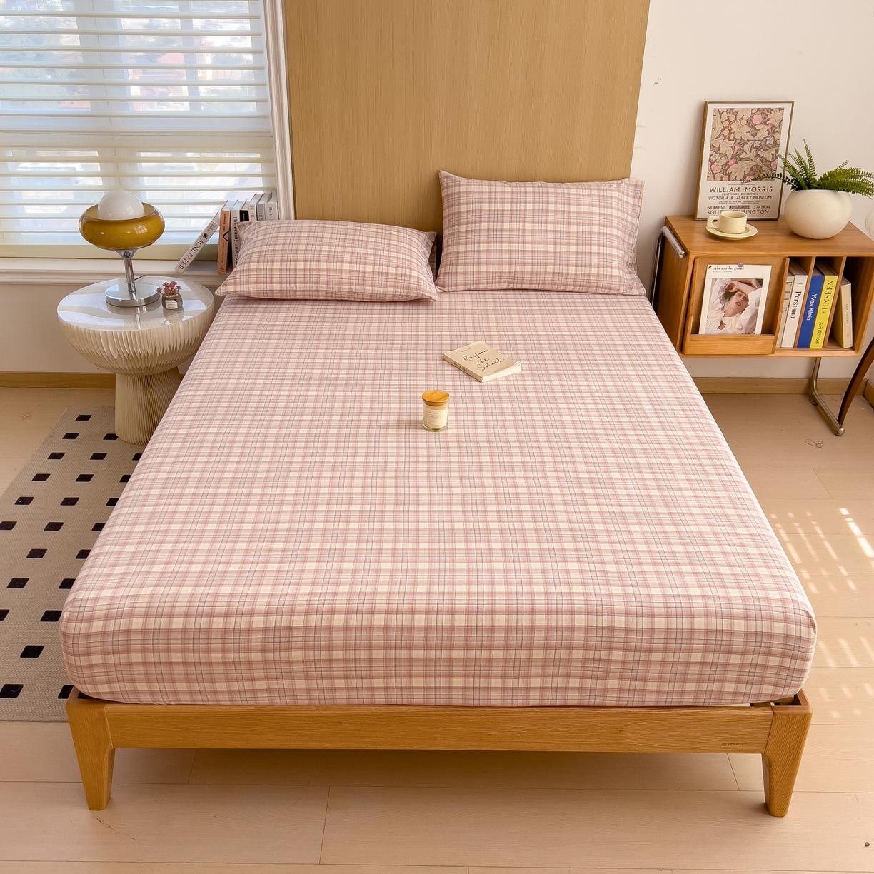 女子家纺 2026新款A类全棉色织水洗棉四件套单品系列 碧玺-粉