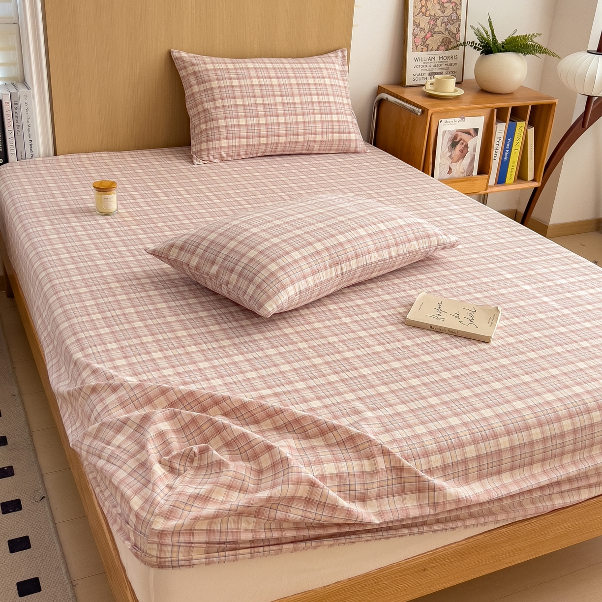 91家纺网 家纺一手货源 找家纺 女子家纺 2026新款A类全棉色织水洗棉四件套单品系列 碧玺-粉