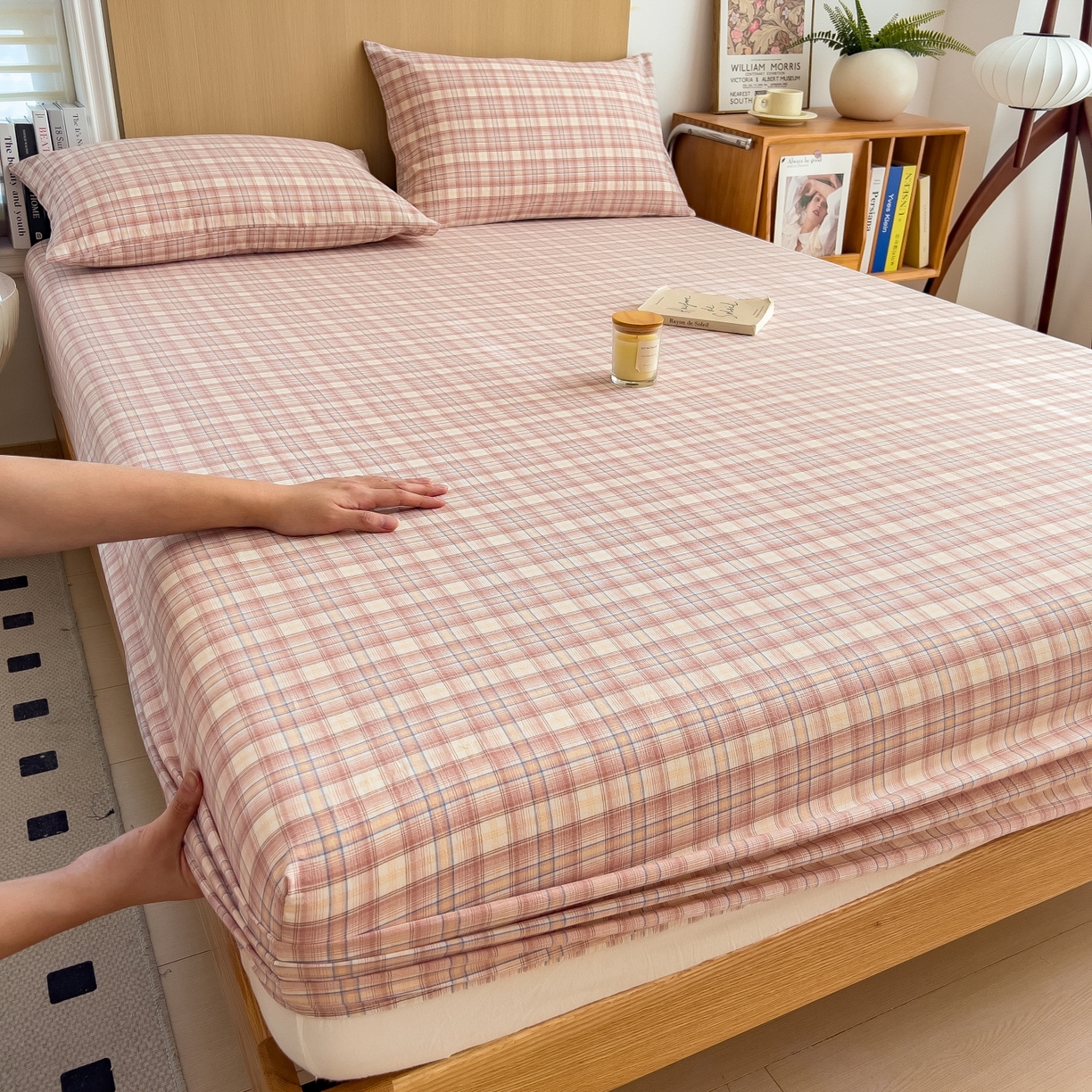 91家纺网 家纺一手货源 找家纺 女子家纺 2026新款A类全棉色织水洗棉四件套单品系列 碧玺-粉