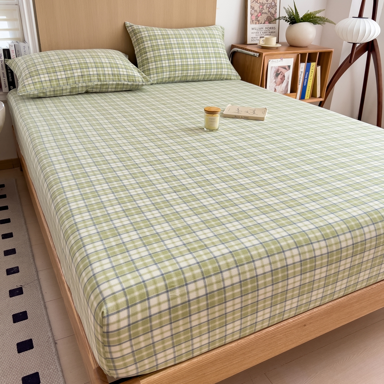 91家纺网 家纺一手货源 找家纺 女子家纺 2026新款A类全棉色织水洗棉四件套单品系列 星月-绿