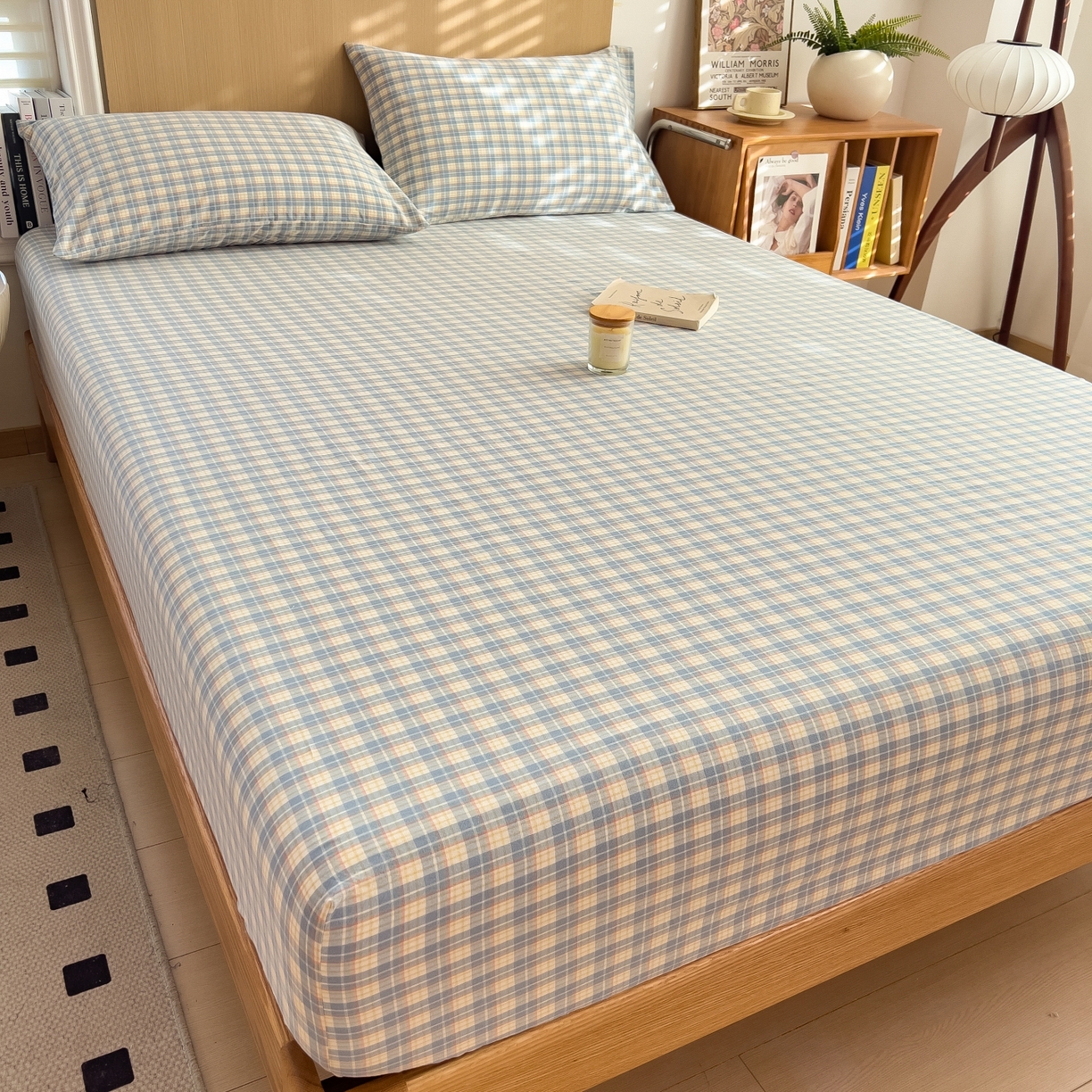 91家纺网 家纺一手货源 找家纺 女子家纺 2026新款A类全棉色织水洗棉四件套单品系列 香影-蓝