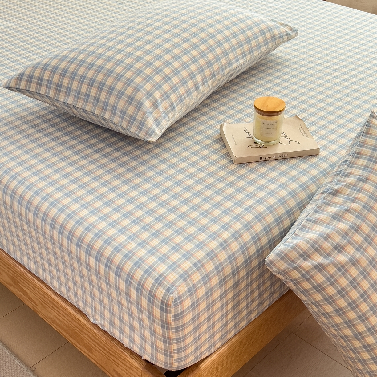 91家纺网 家纺一手货源 找家纺 女子家纺 2026新款A类全棉色织水洗棉四件套单品系列 香影-蓝