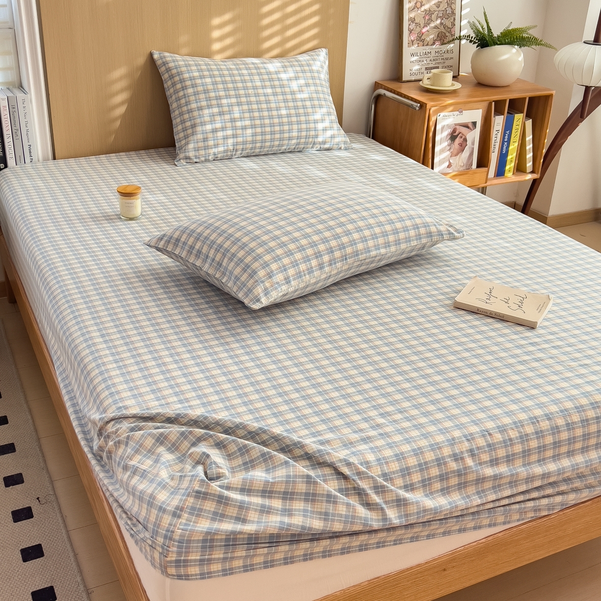 91家纺网 家纺一手货源 找家纺 女子家纺 2026新款A类全棉色织水洗棉四件套单品系列 香影-蓝