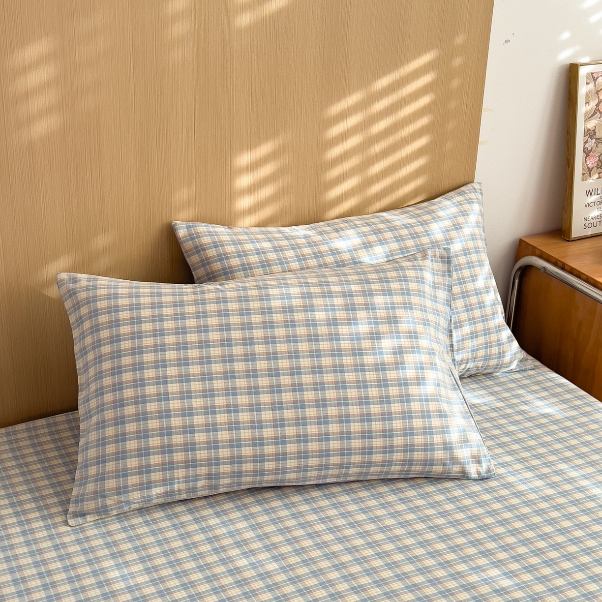 91家纺网 家纺一手货源 找家纺 女子家纺 2026新款A类全棉色织水洗棉四件套单品系列 香影-蓝