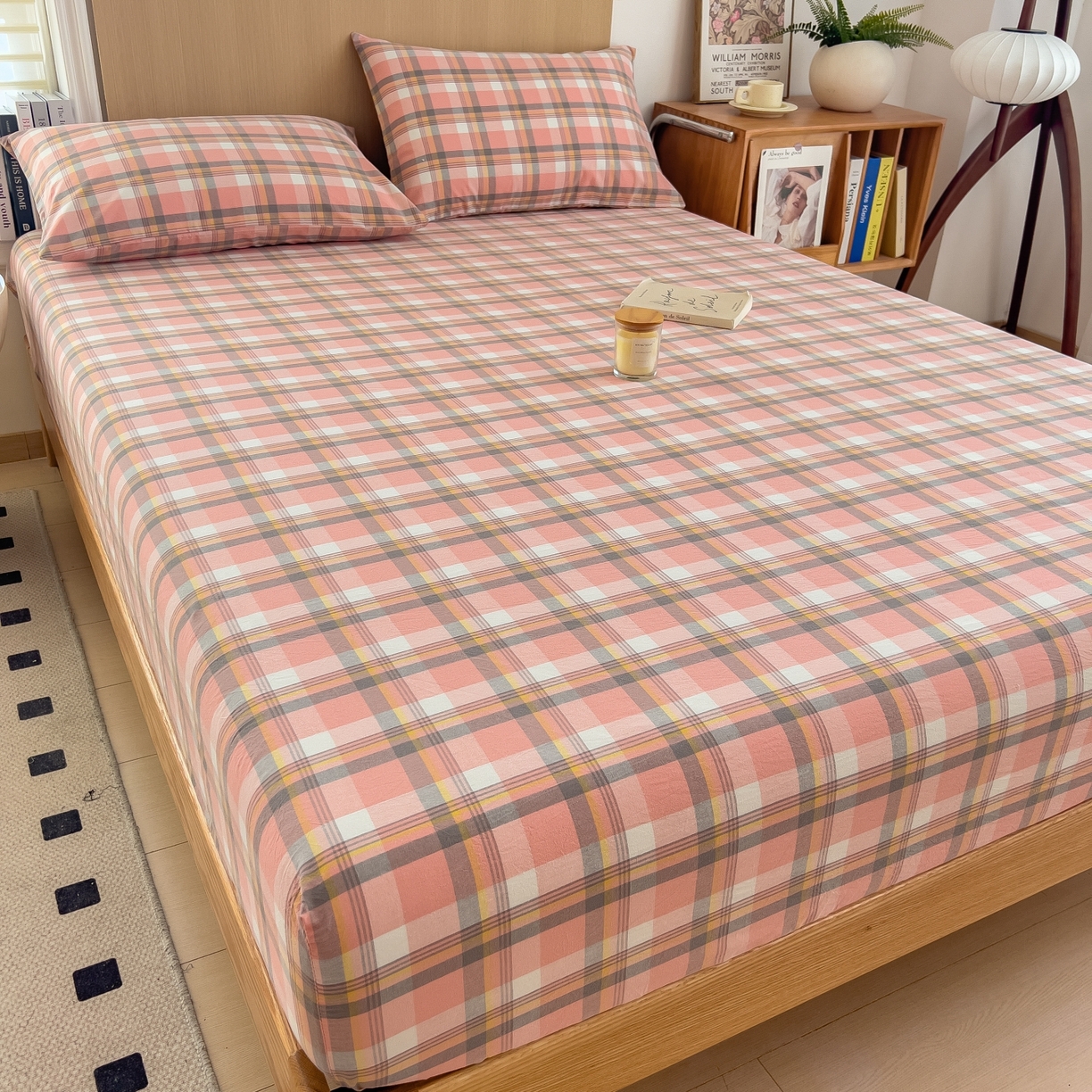 91家纺网 家纺一手货源 找家纺 女子家纺 2026新款A类全棉色织水洗棉四件套单品系列 简兮-粉