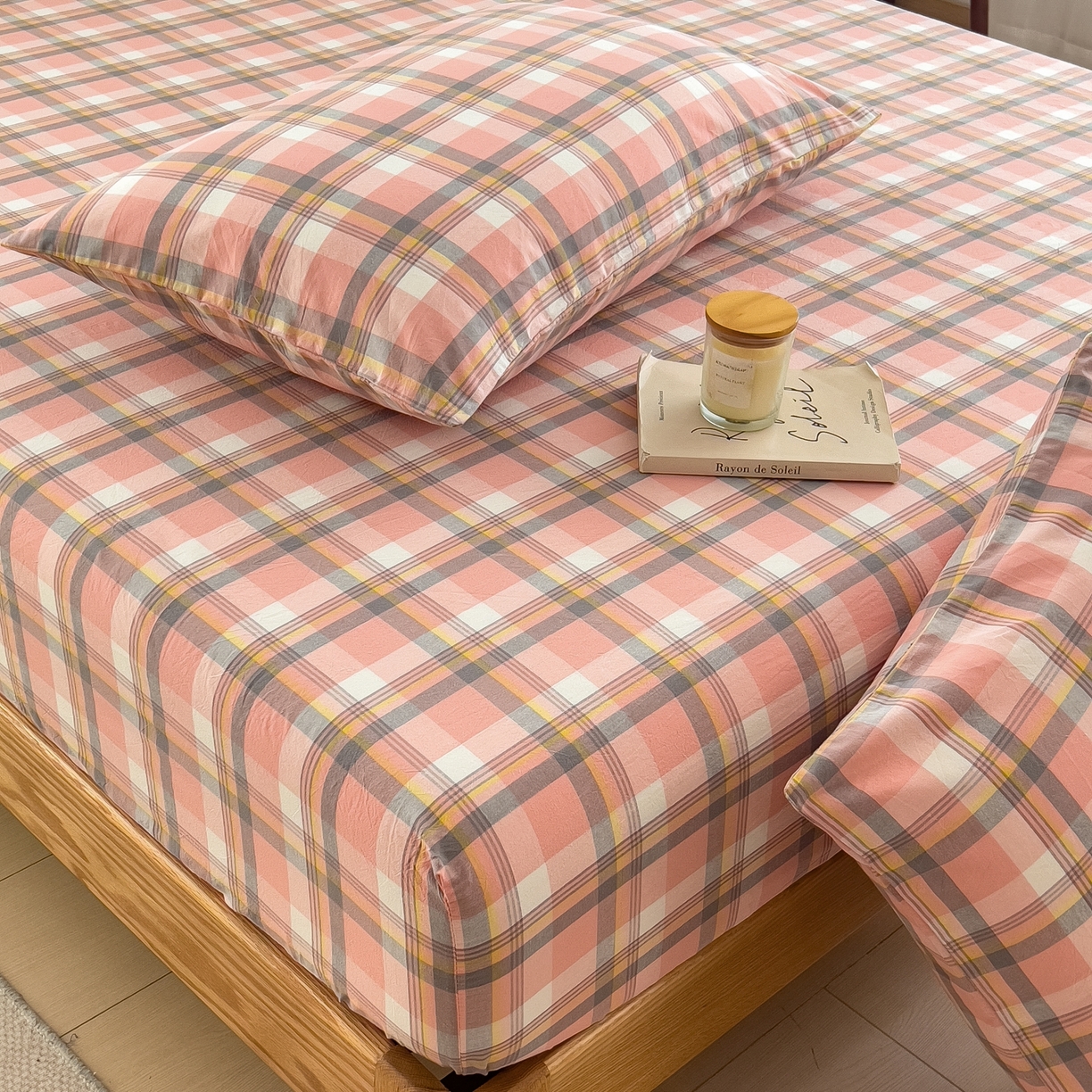 91家纺网 家纺一手货源 找家纺 女子家纺 2026新款A类全棉色织水洗棉四件套单品系列 简兮-粉