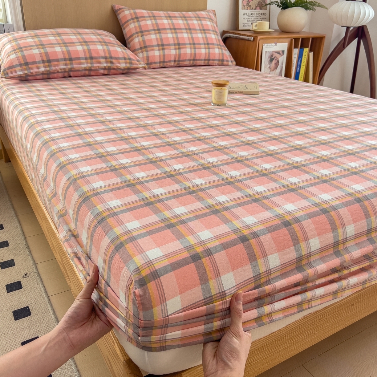 91家纺网 家纺一手货源 找家纺 女子家纺 2026新款A类全棉色织水洗棉四件套单品系列 简兮-粉