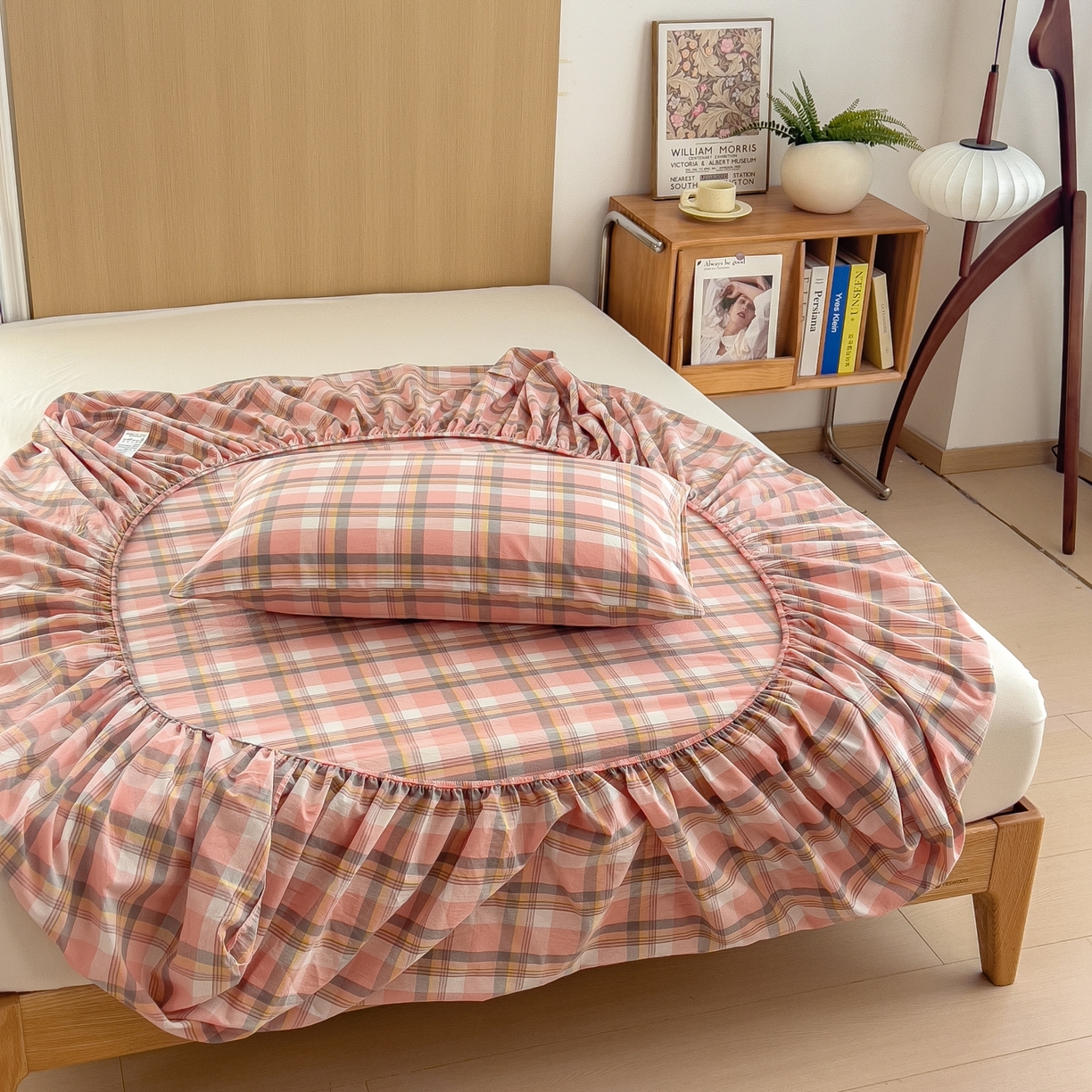 91家纺网 家纺一手货源 找家纺 女子家纺 2026新款A类全棉色织水洗棉四件套单品系列 简兮-粉