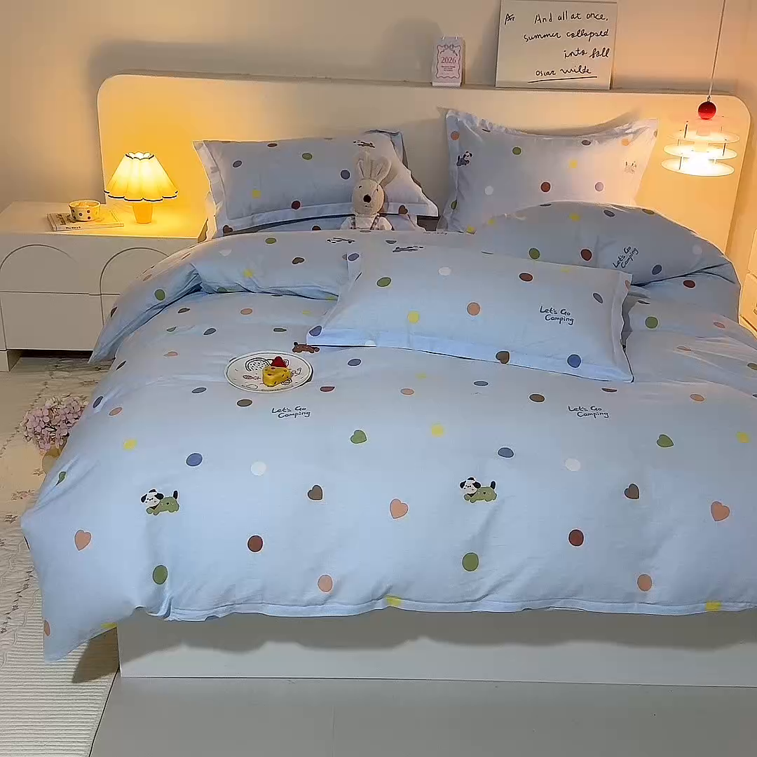 91家纺网 家纺一手货源 找家纺 八十八家纺 2025新款全棉12868床笠款四件套 布丁