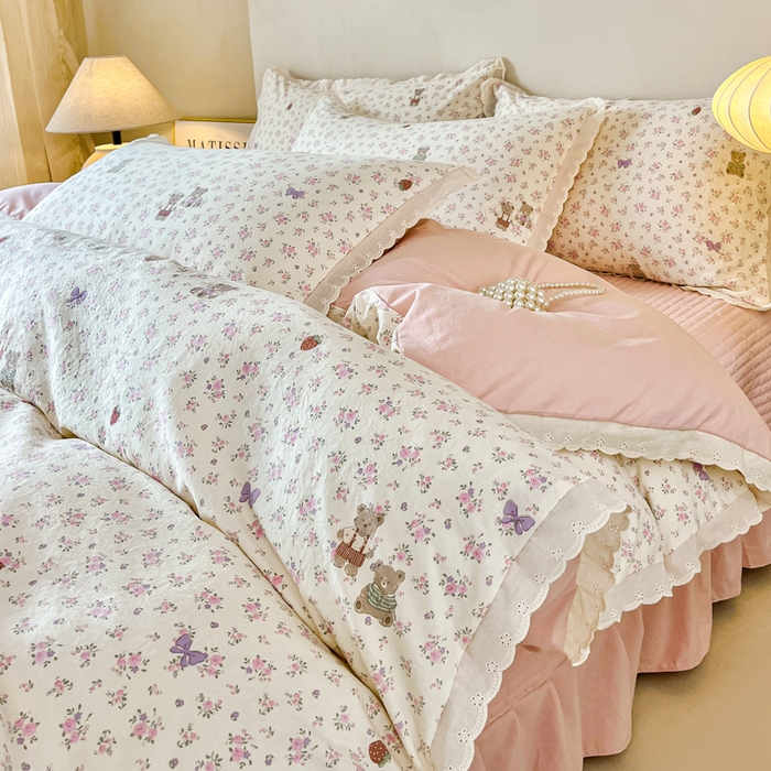 91家纺网 家纺一手货源 找家纺 （总）斯卡诺家纺 2026新款全棉纯棉花边床盖四件套