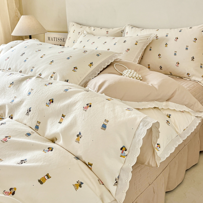 91家纺网 家纺一手货源 找家纺 （总）斯卡诺家纺 2026新款全棉纯棉花边床盖四件套