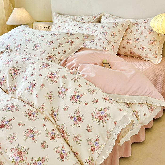 91家纺网 家纺一手货源 找家纺 （总）斯卡诺家纺 2026新款全棉纯棉花边床盖四件套