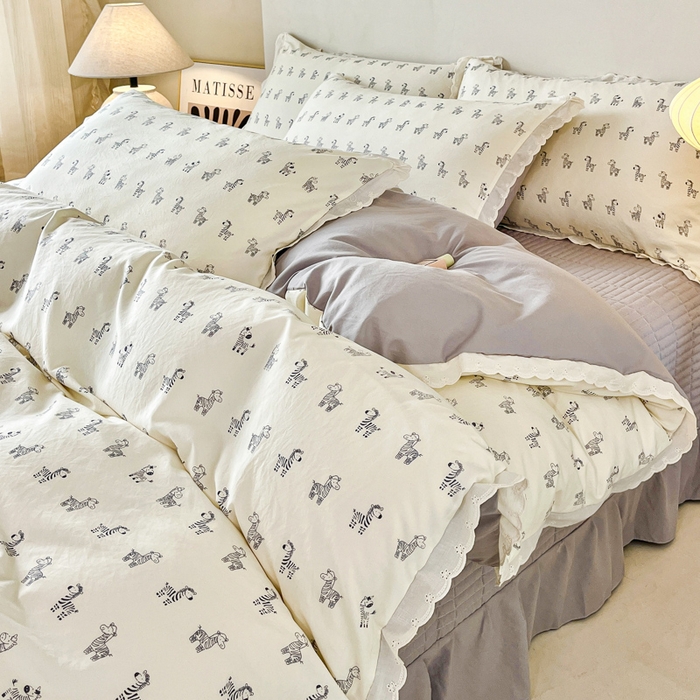 91家纺网 家纺一手货源 找家纺 （总）斯卡诺家纺 2026新款全棉纯棉花边床盖四件套