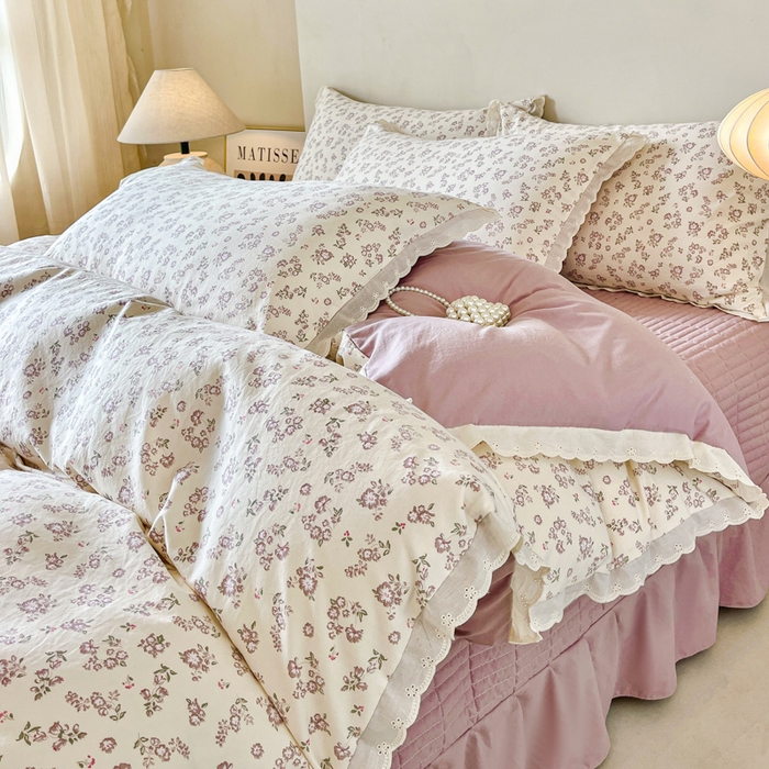 91家纺网 家纺一手货源 找家纺 （总）斯卡诺家纺 2026新款全棉纯棉花边床盖四件套