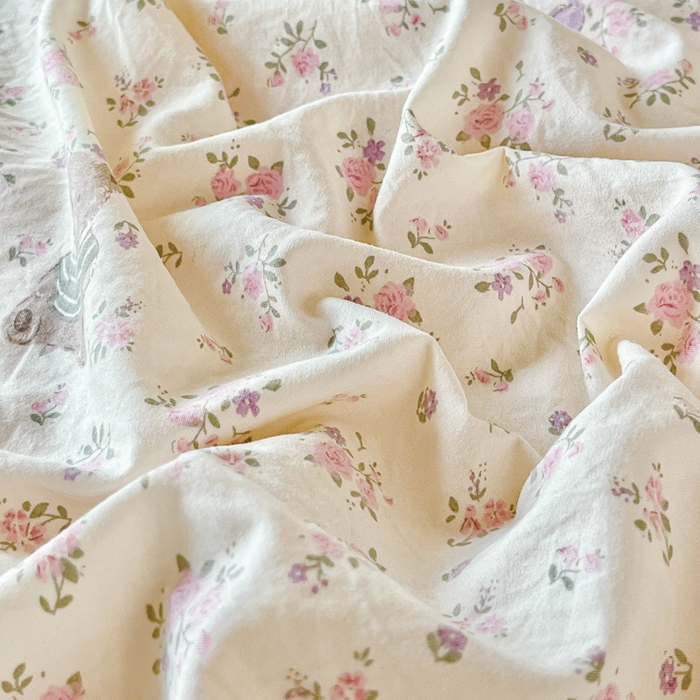 91家纺网 家纺一手货源 找家纺 斯卡诺家纺 2026新款全棉纯棉花边床盖四件套 哆咪熊-纯棉花边