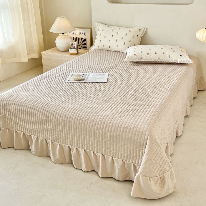 91家纺网 家纺一手货源 找家纺 斯卡诺家纺 2026新款全棉纯棉花边床盖四件套 狗狗家族-纯棉花边