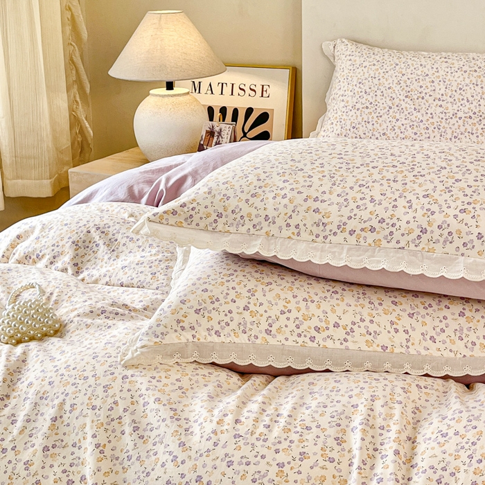 91家纺网 家纺一手货源 找家纺 斯卡诺家纺 2026新款全棉纯棉花边床盖四件套 花千朵-纯棉花边