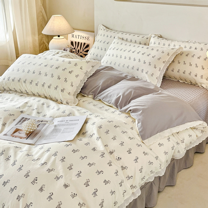 91家纺网 家纺一手货源 找家纺 斯卡诺家纺 2026新款全棉纯棉花边床盖四件套 马上暴富-纯棉花边