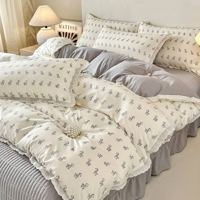 91家纺网 家纺一手货源 找家纺 斯卡诺家纺 2026新款全棉纯棉花边床盖四件套 马上暴富-纯棉花边