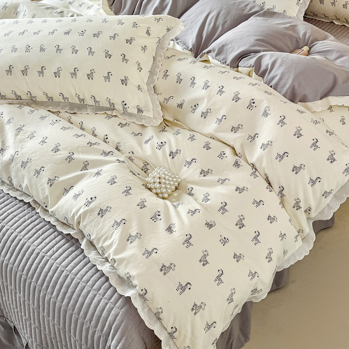 91家纺网 家纺一手货源 找家纺 斯卡诺家纺 2026新款全棉纯棉花边床盖四件套 马上暴富-纯棉花边