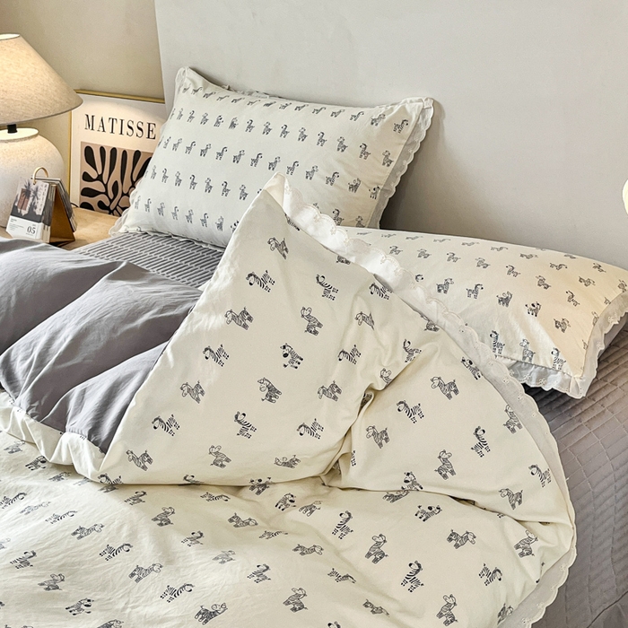 91家纺网 家纺一手货源 找家纺 斯卡诺家纺 2026新款全棉纯棉花边床盖四件套 马上暴富-纯棉花边