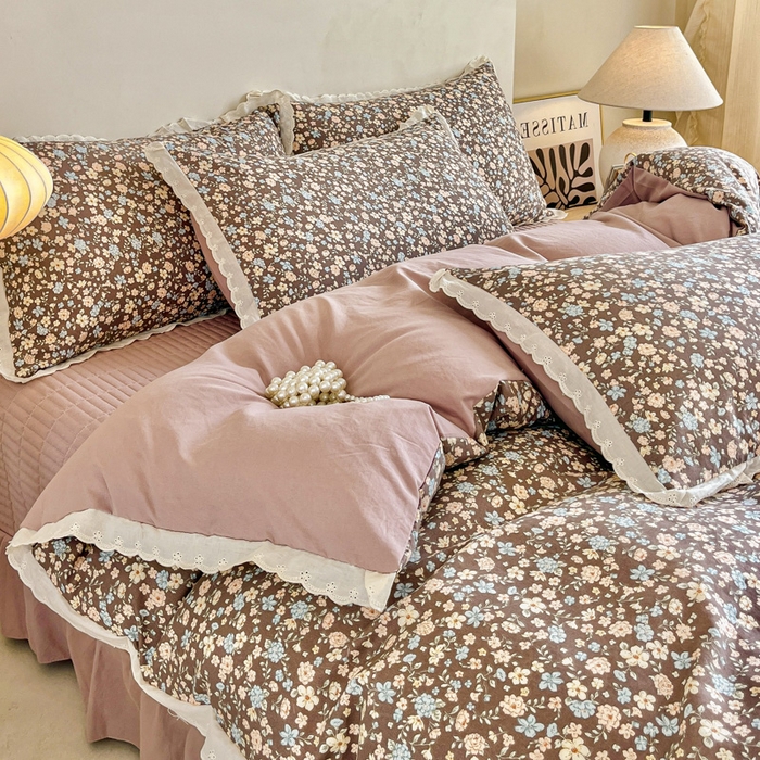 91家纺网 家纺一手货源 找家纺 斯卡诺家纺 2026新款全棉纯棉花边床盖四件套 漫野-纯棉花边