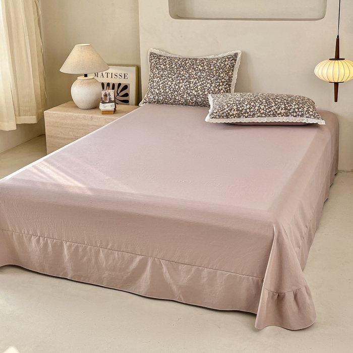 91家纺网 家纺一手货源 找家纺 斯卡诺家纺 2026新款全棉纯棉花边床盖四件套 漫野-纯棉花边