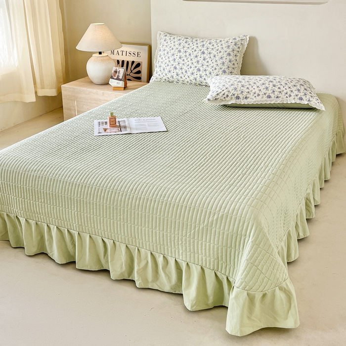 91家纺网 家纺一手货源 找家纺 斯卡诺家纺 2026新款全棉纯棉花边床盖四件套 觅时光-纯棉花边