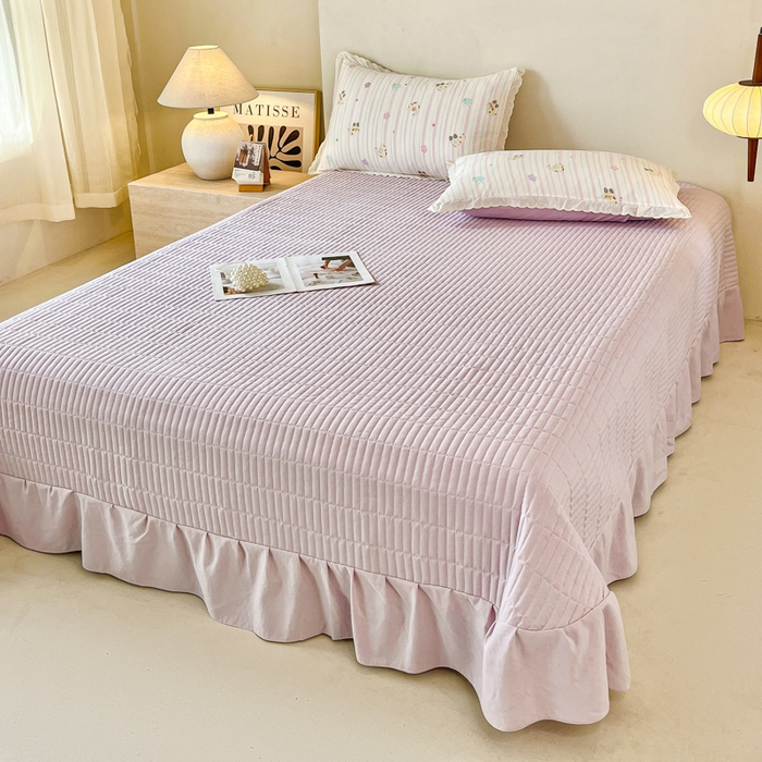 91家纺网 家纺一手货源 找家纺 斯卡诺家纺 2026新款全棉纯棉花边床盖四件套 喵星人-纯棉花边