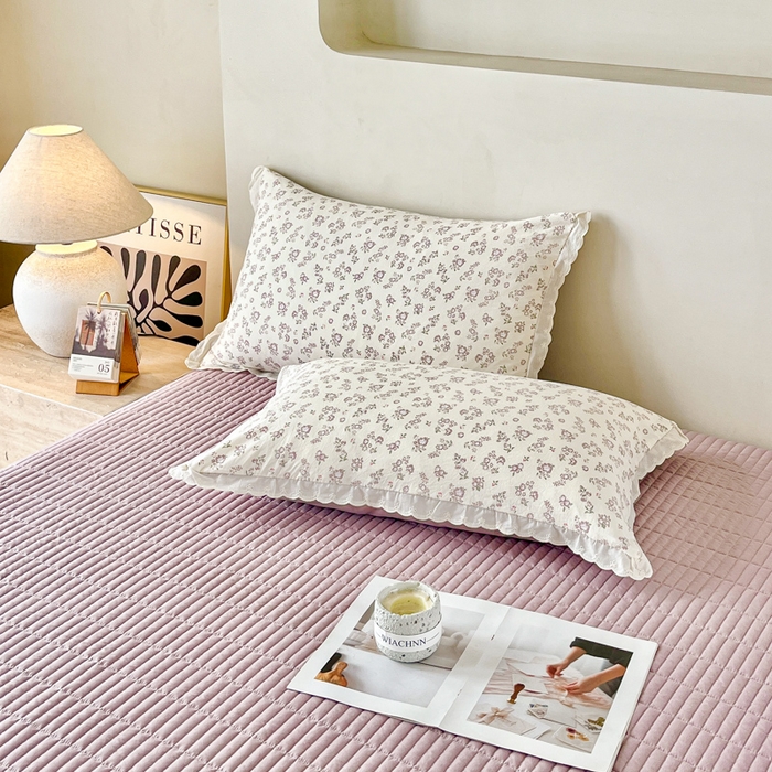 91家纺网 家纺一手货源 找家纺 斯卡诺家纺 2026新款全棉纯棉花边床盖四件套 清雅-纯棉花边