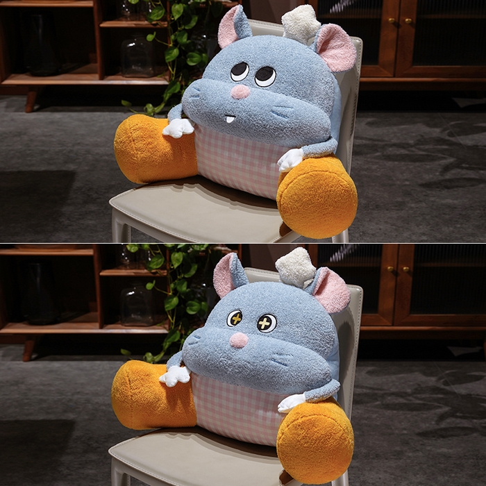 91家纺网 家纺一手货源 找家纺 仟亿莱 2026新款大厨芝士鼠大脚拥抱式腰靠 拥抱星星眼芝士鼠