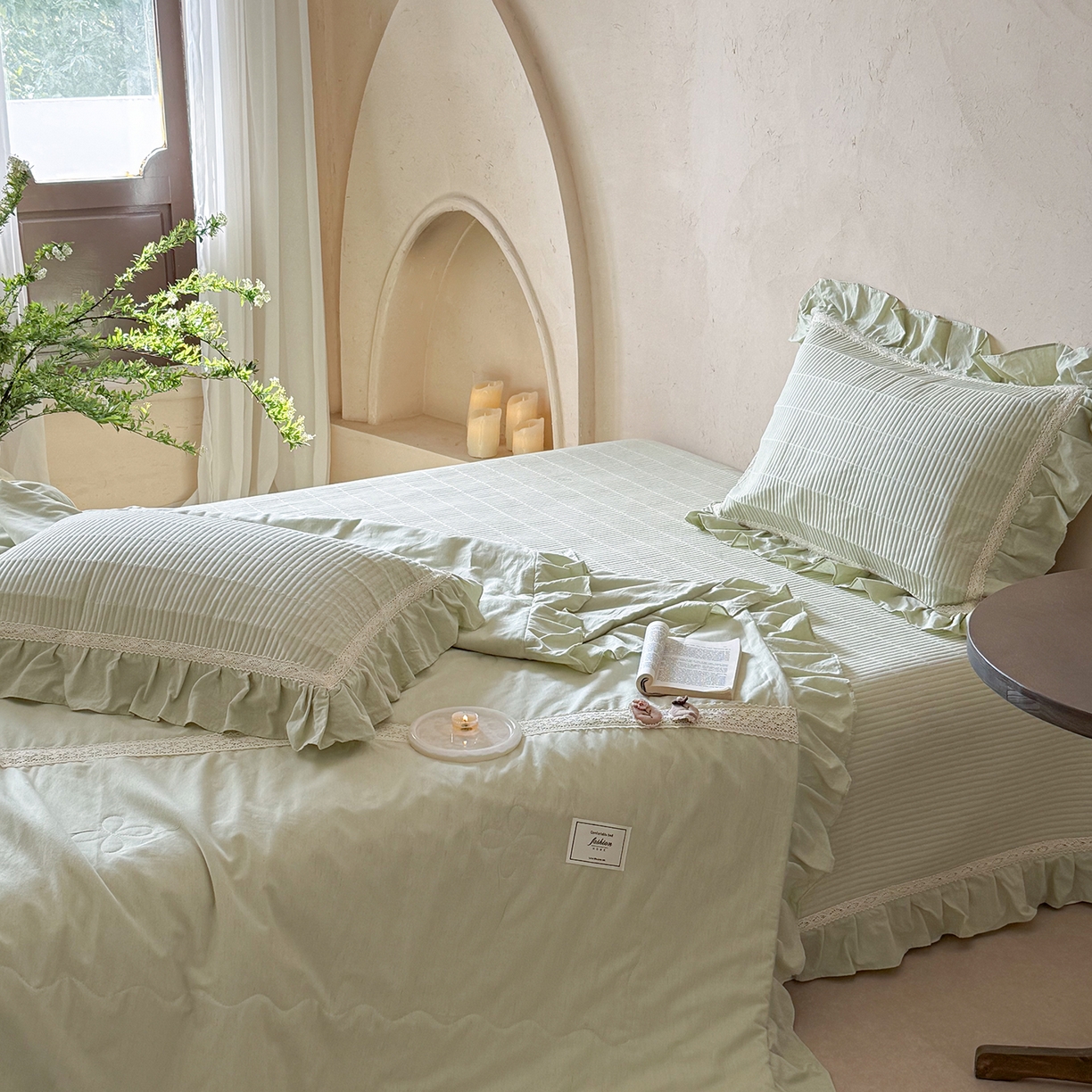 91家纺网 家纺一手货源 找家纺 （总）佰织鑫家居 2026新款天竹棉麻多功能床盖款四件套