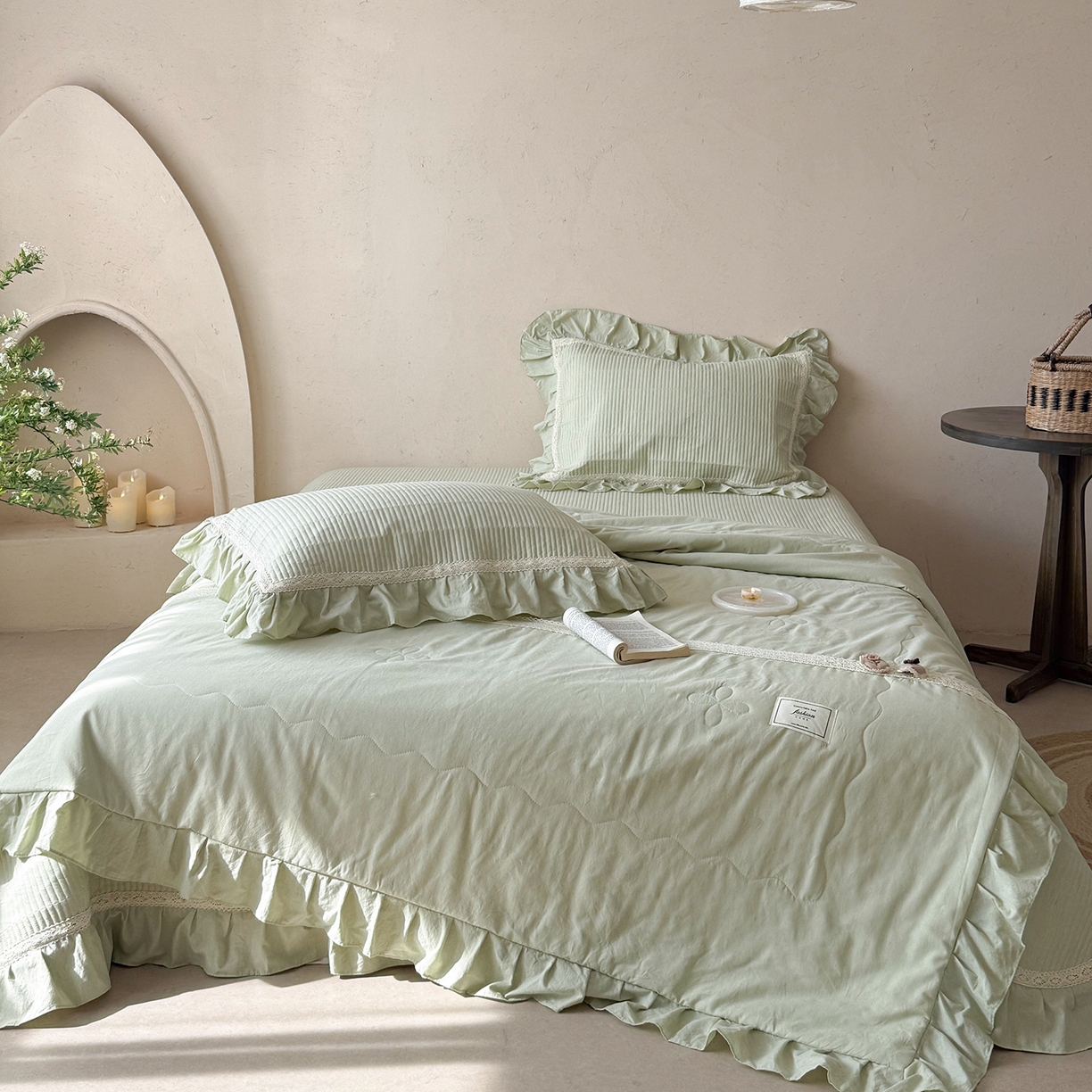 91家纺网 家纺一手货源 找家纺 （总）佰织鑫家居 2026新款天竹棉麻多功能床盖款四件套