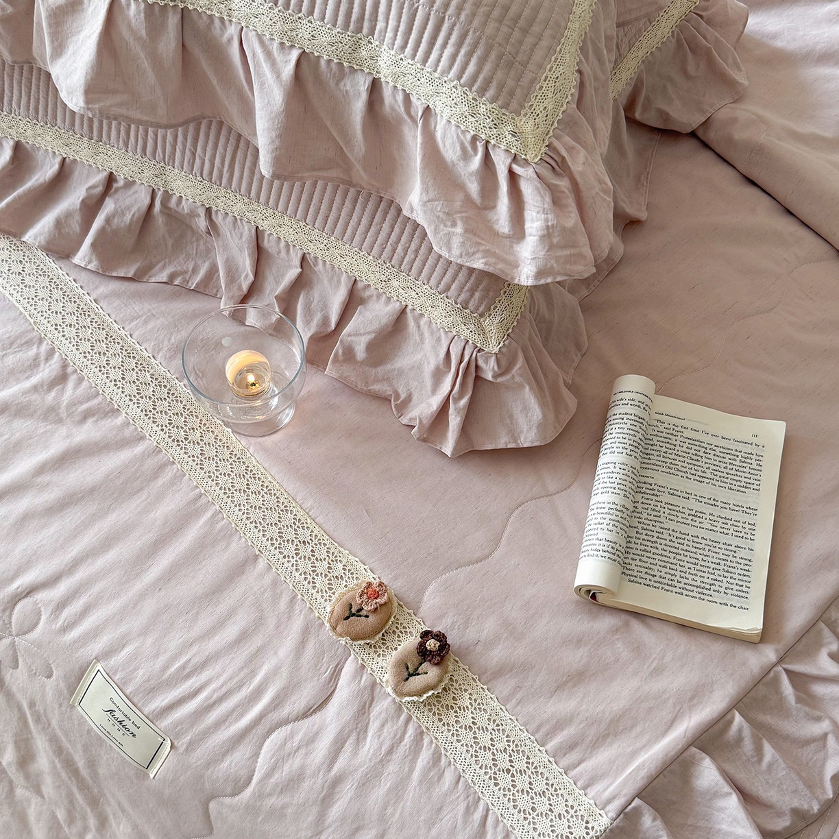 91家纺网 家纺一手货源 找家纺 佰织鑫家居 2026新款天竹棉麻多功能床盖款四件套 棉麻-雾粉