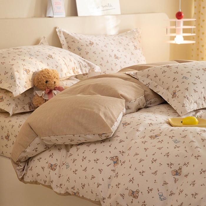 91家纺网 家纺一手货源 找家纺 八十八家纺 2025新款全棉12868床笠款四件套 花间小熊