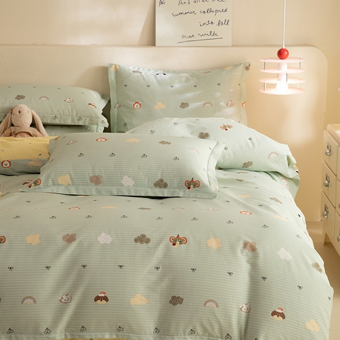 91家纺网 家纺一手货源 找家纺 八十八家纺 2025新款全棉12868床笠款四件套 萌宠乐园