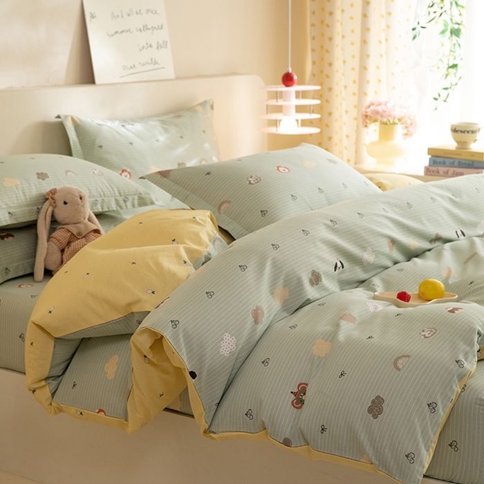 91家纺网 家纺一手货源 找家纺 八十八家纺 2025新款全棉12868床笠款四件套 萌宠乐园