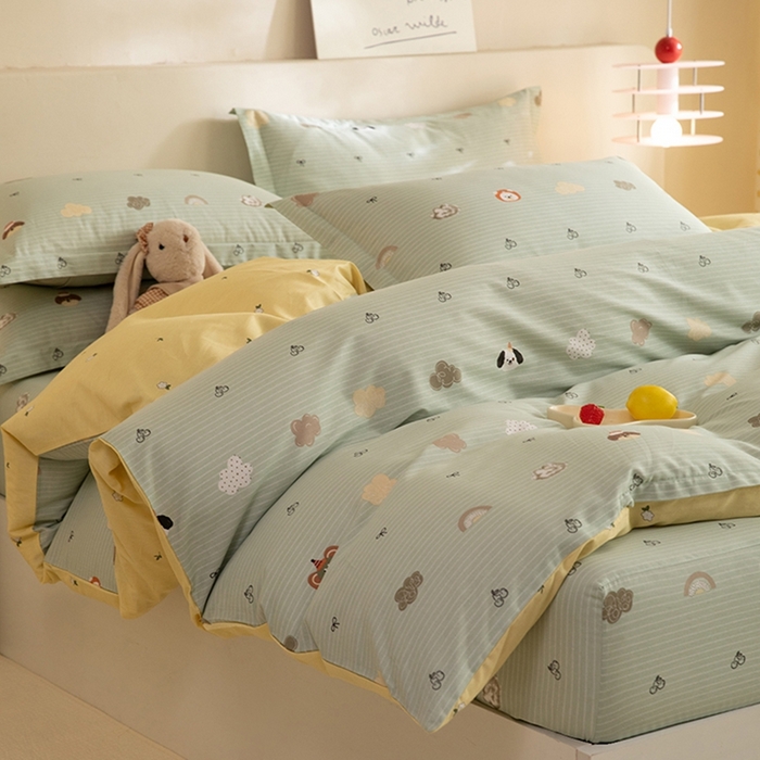 91家纺网 家纺一手货源 找家纺 八十八家纺 2025新款全棉12868床笠款四件套 萌宠乐园