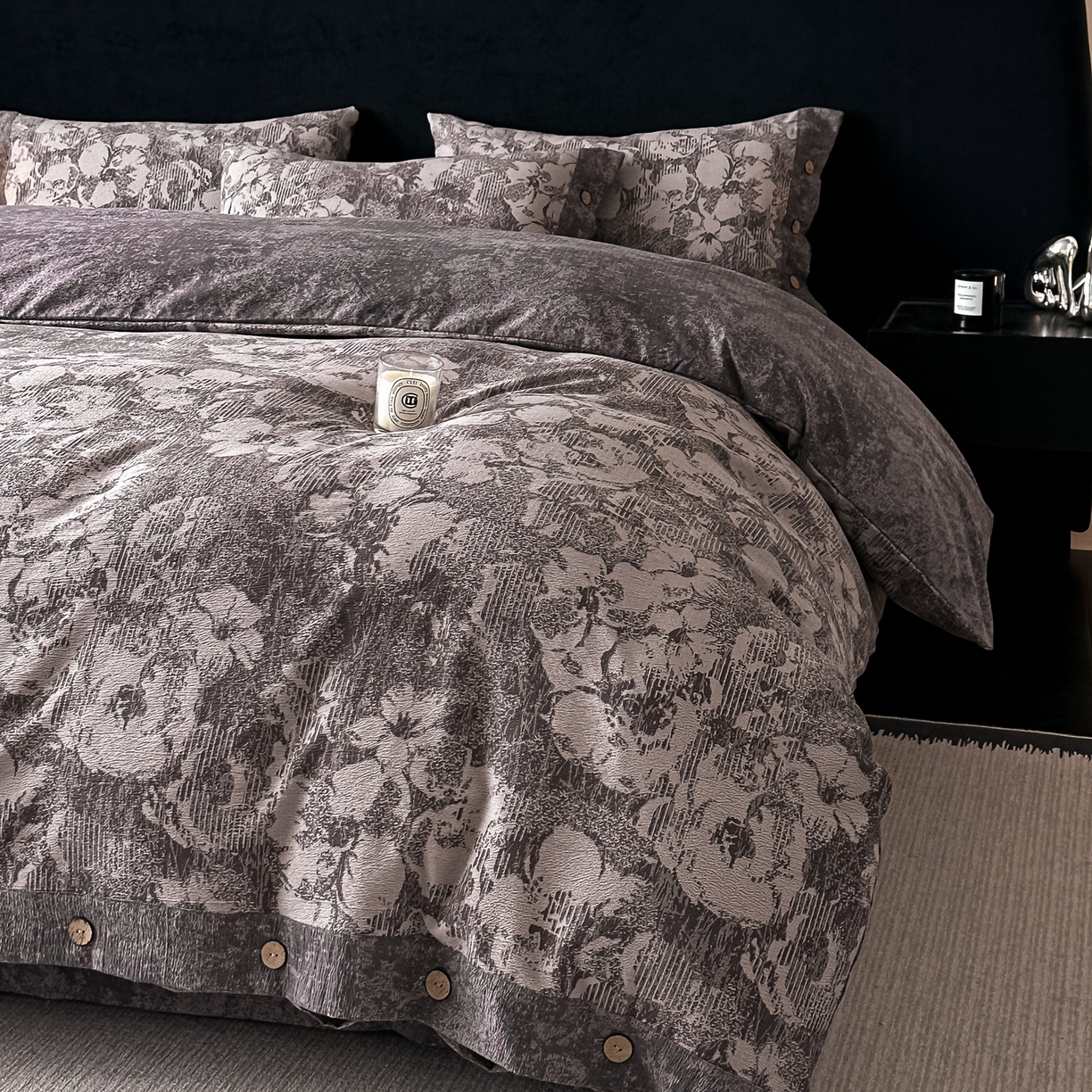 91家纺网 家纺一手货源 找家纺 爱彼家纺 2026新款四季款纽扣款轻奢原麻四件套-套件系列一 轻奢原麻-伊莉莎-咖