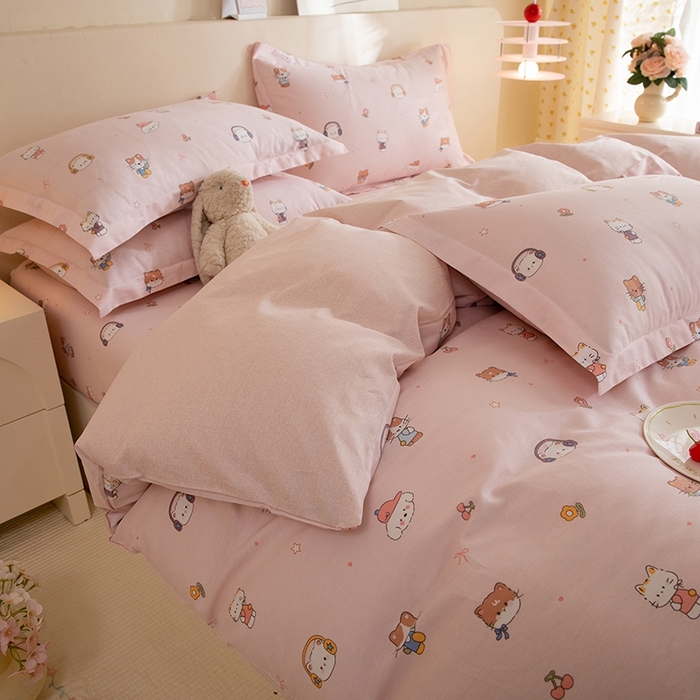 91家纺网 家纺一手货源 找家纺 八十八家纺 2025新款全棉12868床笠款四件套 趣猫