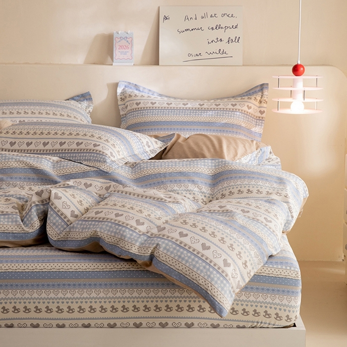 91家纺网 家纺一手货源 找家纺 八十八家纺 2025新款全棉12868床笠款四件套 心软曲奇