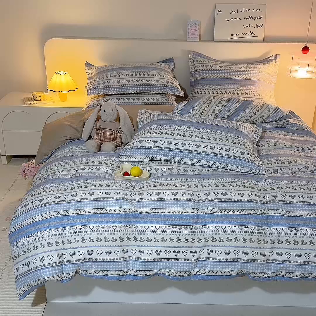 91家纺网 家纺一手货源 找家纺 八十八家纺 2025新款全棉12868床笠款四件套 心软曲奇