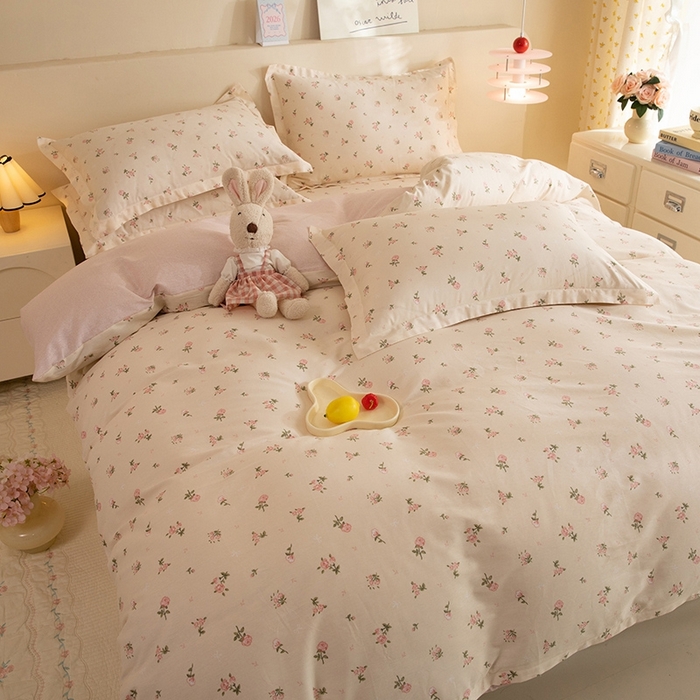 91家纺网 家纺一手货源 找家纺 八十八家纺 2025新款全棉12868床笠款四件套 语末花开